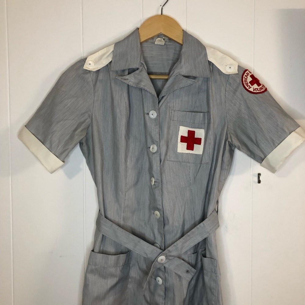 Vintage American Red Cross Volunteer Uniform Dress 40's/50's Size 12 - Picture 3 of 13